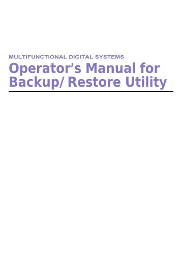 Operator's Manual for Backup/Restore Utility - KYOCERA Document ...