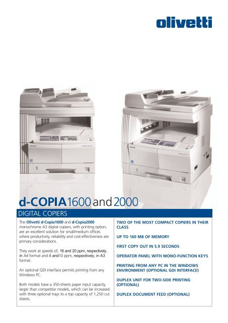 Olivetti D-Copia 1600 Digital Copier - Deltan