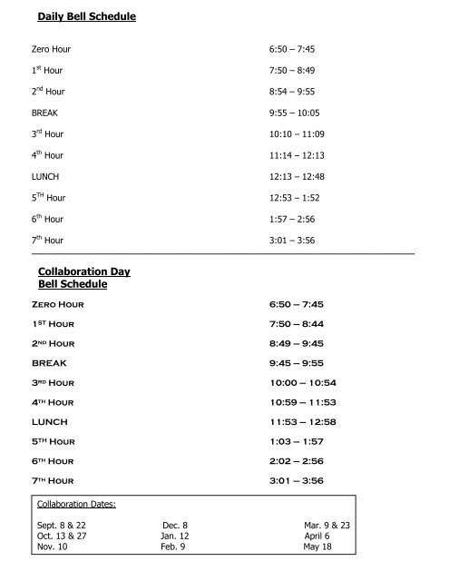 Bell Schedule - Borah High School