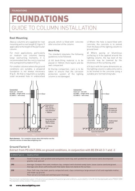 Lighting Columns - Foundations - Guide to ... - Abacus Lighting