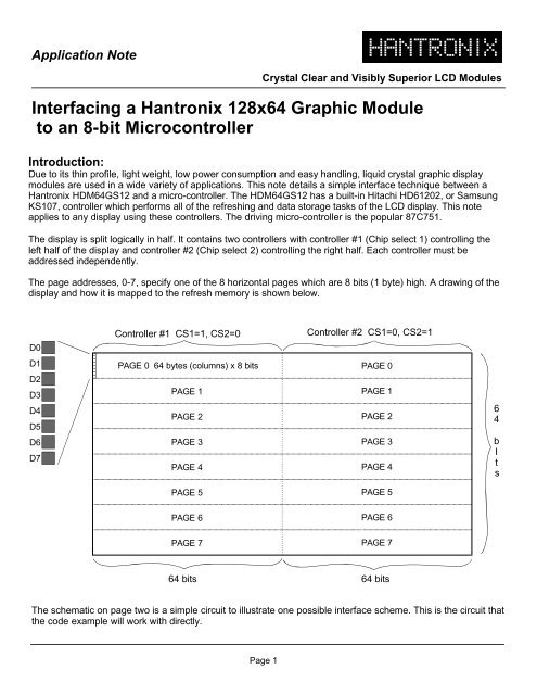 Interfacing a Hantronix 128x64 Graphic Module to an 8-bit ...