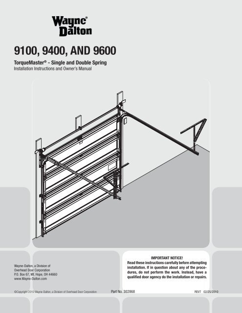 TorqueMaster SD Spring - 9100 9400 9600 - Wayne Dalton