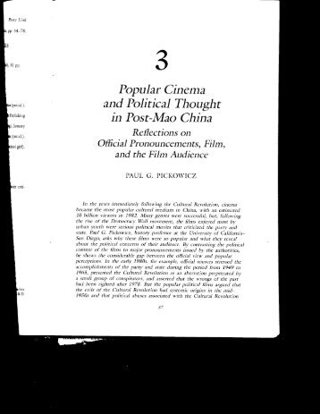 Popular Cinema and Political Thought in Post-Mao China