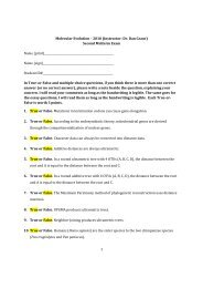1 Molecular Evolution – 2010 (Instructor: Dr. Dan Graur) Second ...