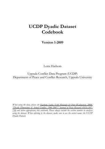 UCDP Dyadic Dataset Codebook