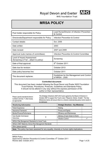 MRSA Policy - Royal Devon & Exeter Hospital