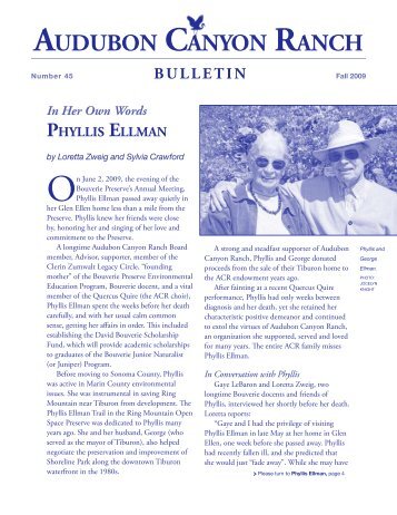 Fall Bulletin 2009 (556k PDF) - Audubon Canyon Ranch