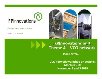 FPInnovations Research in Logistics and Transportation - VCO