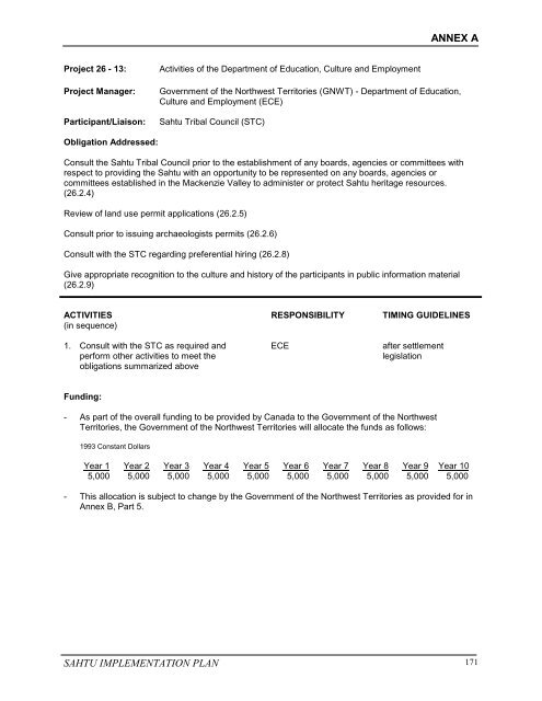 Implementation Plan for the Sahtu Dene and Metis Comprehensive ...