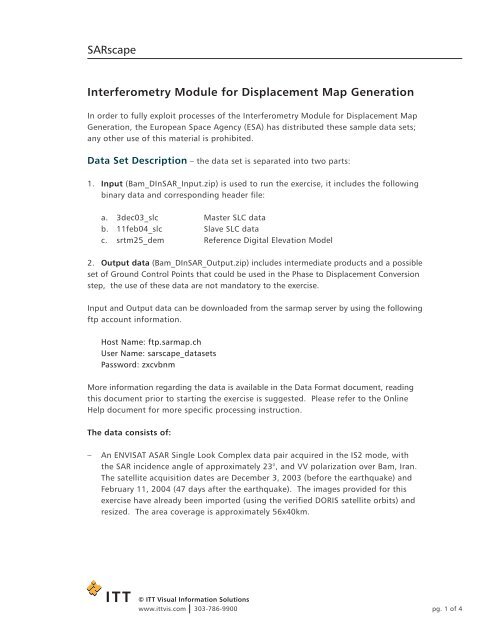 SARscape Interferometry Module for Displacement Map Generation