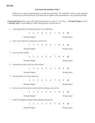 Experimental Questionnaire Example Experiment Questionnaire