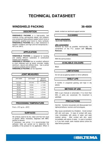 TECHNICAL DA TECHNICAL DATASHEET TASHEET - Biltema