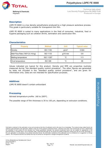 Technical Data Sheet - Total Refining & Chemicals