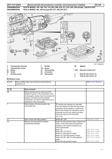 Remove/install electrohydraulic controller unit (transmission installed)