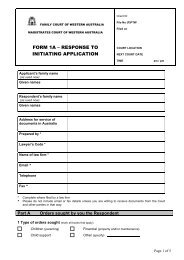 form 1a â response to initiating application - Family Court of Western ...