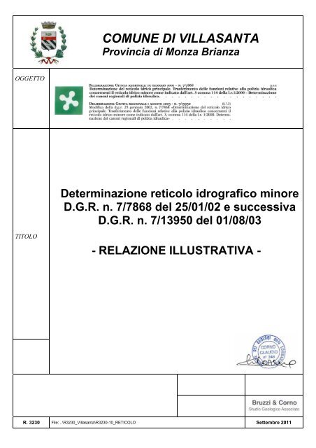 Relazione Illustrativa - Comune di Villasanta