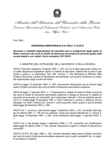 Ordinanza Ministeriale n.41 dell'11-5-2012 - Istituto Professionale ...
