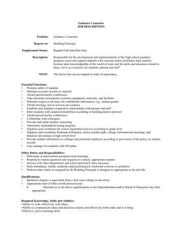 guidance counselor cover letter