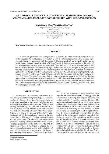 A PILOT-SCALE TEST OF ELECTROKINETIC REMEDIATION ... - SER