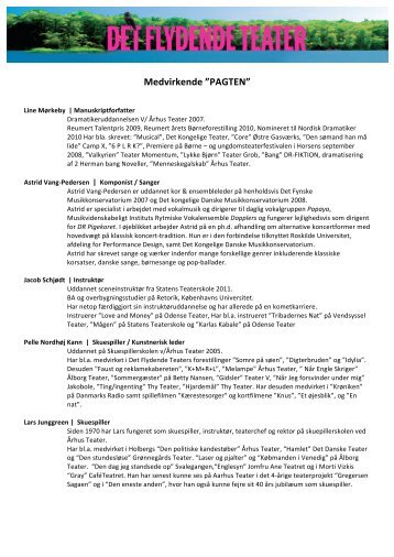 3. Bilag 3: CV for medvirkende (Medvirkende, Det Flydende Teater ...