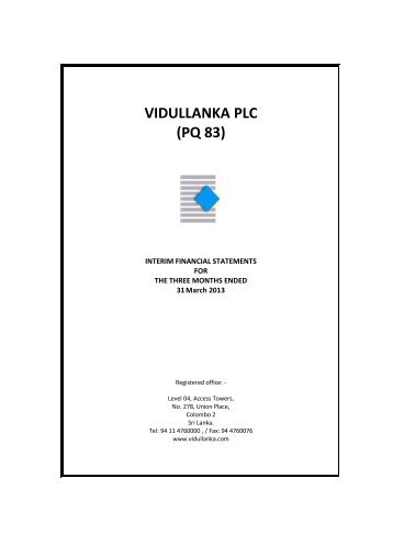 Interim Financial Statements as of 31-03-2013 - Colombo Stock ...