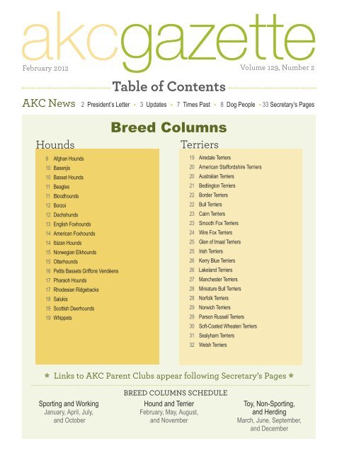 Table of Contents - Parent Directory - American Kennel Club