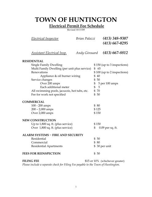 Electrical Permit Fee Schedule