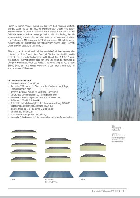 ems-isolier® Kühlhauspaneele PU - Hoesch Bausysteme GmbH