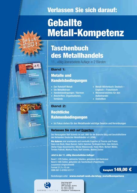 Verlassen Sie sich darauf: Geballte Metall-Kompetenz - Metall-web.de