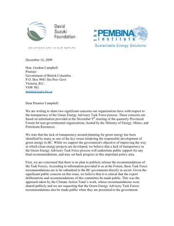 Green Energy Task Force transparency letter.pdf - David Suzuki ...