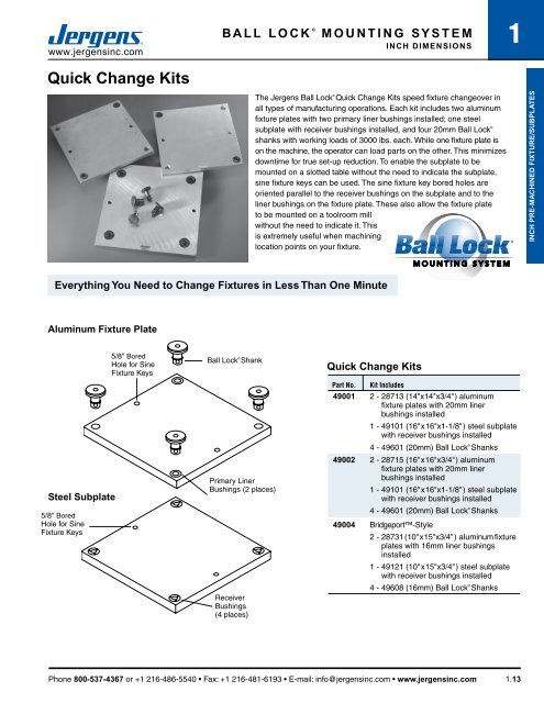 BALL LOCK Â® MOUNTING SYSTEM QUICK CHANGE ... - Jergens Inc.