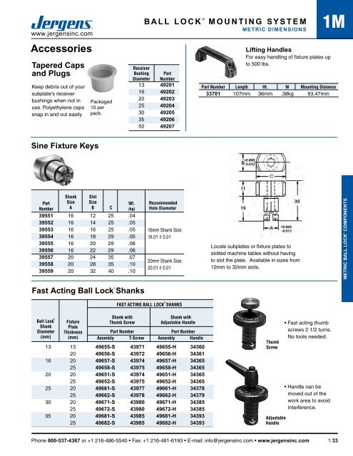 BALL LOCK Â® MOUNTING SYSTEM QUICK CHANGE ... - Jergens Inc.