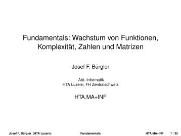 Fundamentals: Wachstum von Funktionen, Komplexität ... - stuber.info