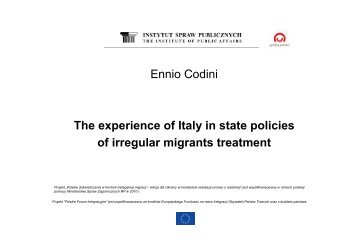 Ennio Codini The experience of Italy in state policies of irregular ...