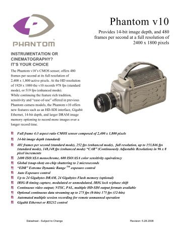 Phantom v10 Data Sheet - Vision Research