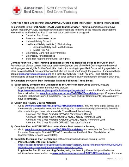 American Red Cross First Aid/CPR/AED Quick ... - Instructor's Corner
