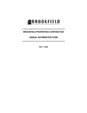 brookfield properties corporation annual information form