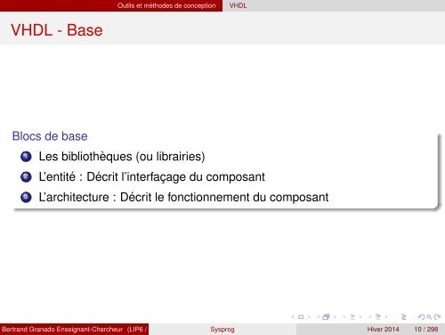 Transparents du cours - VHDL - MAE - MÃ©moire - Free