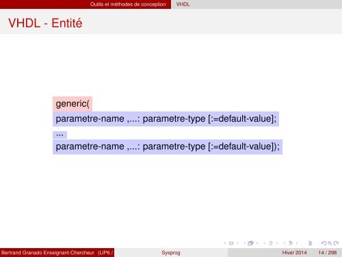 Transparents du cours - VHDL - MAE - MÃ©moire - Free