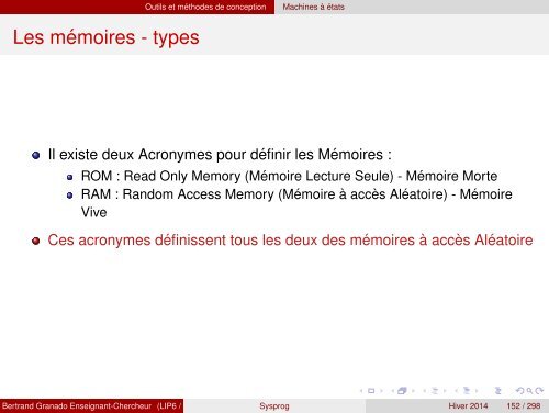 Transparents du cours - VHDL - MAE - MÃ©moire - Free