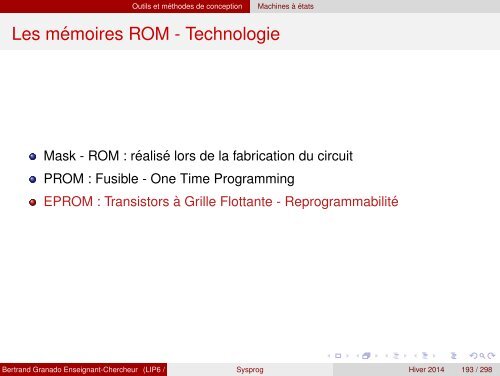 Transparents du cours - VHDL - MAE - MÃ©moire - Free