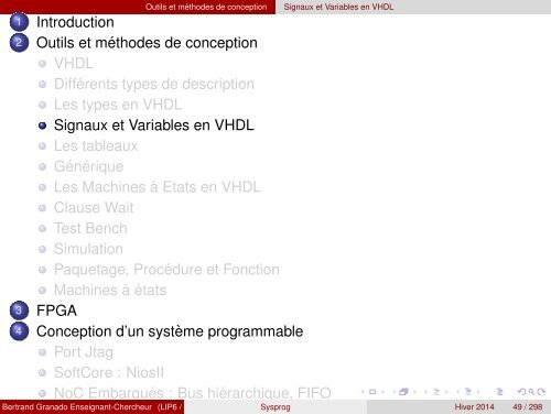 Transparents du cours - VHDL - MAE - MÃ©moire - Free