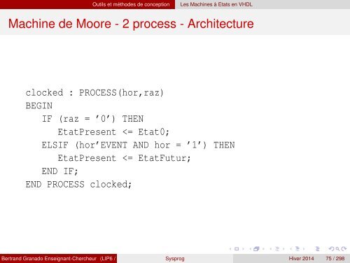 Transparents du cours - VHDL - MAE - MÃ©moire - Free