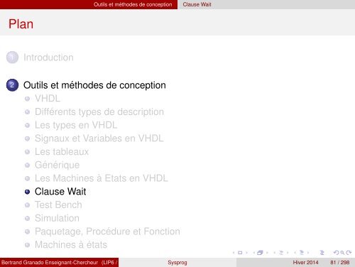 Transparents du cours - VHDL - MAE - MÃ©moire - Free