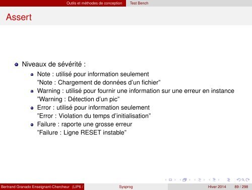 Transparents du cours - VHDL - MAE - MÃ©moire - Free