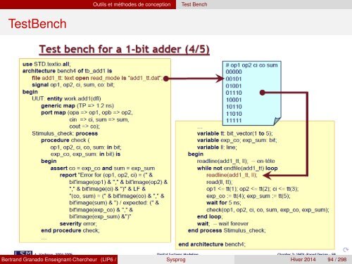 Transparents du cours - VHDL - MAE - MÃ©moire - Free