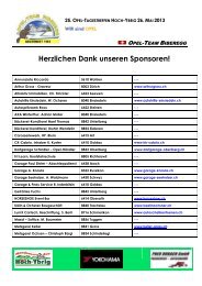 Herzlichen Dank unseren Sponsoren! - Opel Team Biberegg