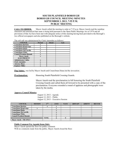 09-03-13 Public Minutes - Borough of South Plainfield
