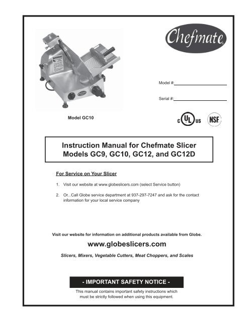 Instruction Manual for Chefmate Slicer Models GC9, GC10, GC12 ...