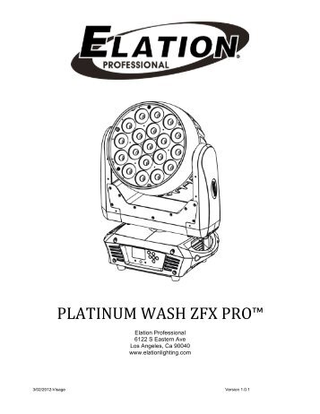 Platinum Wash ZFX Pro User Manual 1.2 - Elation Professional